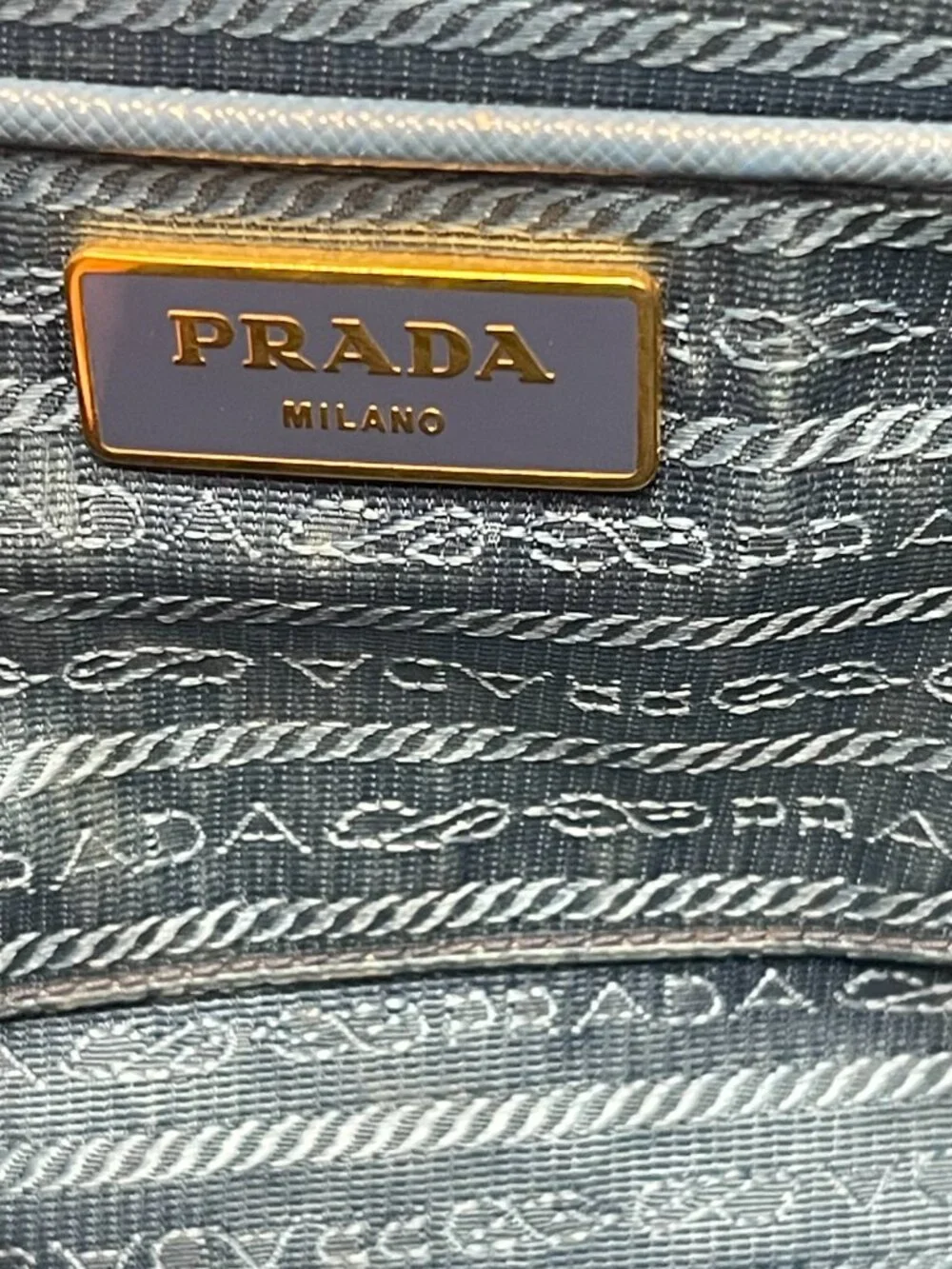 Prada Saffiano Lux Galleria Medium Double-Zip Tote Shoulder Bag in Blue-Preowned